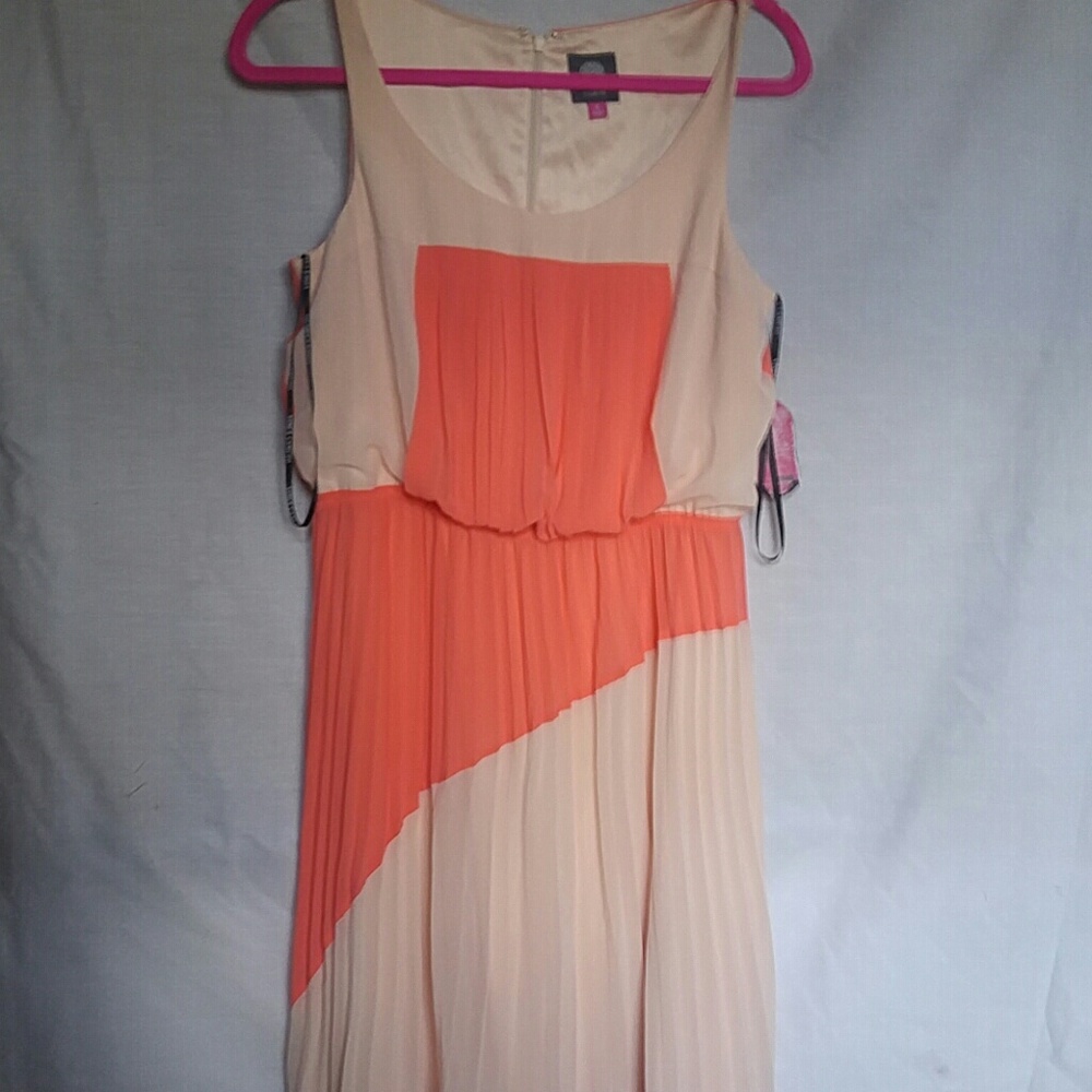 Vince Camuto Pleated Peach Coral Maxi Dress